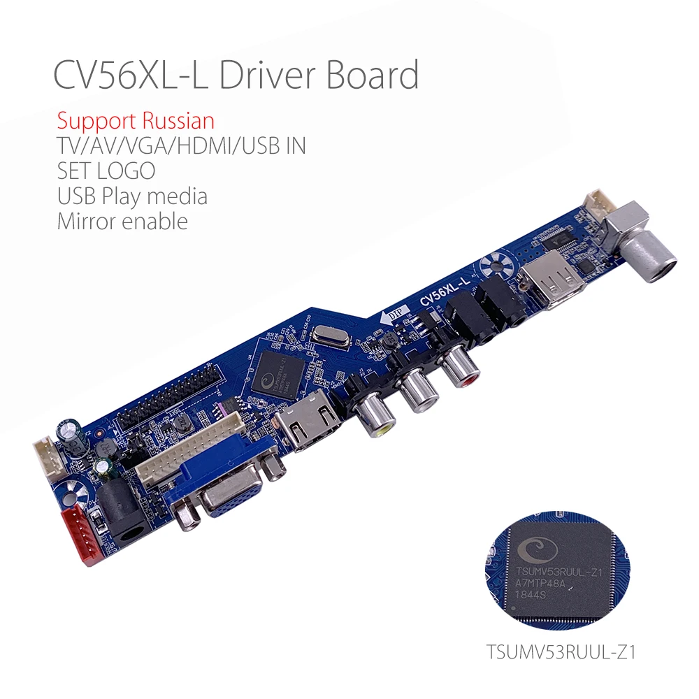 

(board only) CV56XL-L Universal LCD LED TV Controller Driver Board Kit TV/PC/VGA/HDMI/USB Interface Matrix Russian set logo