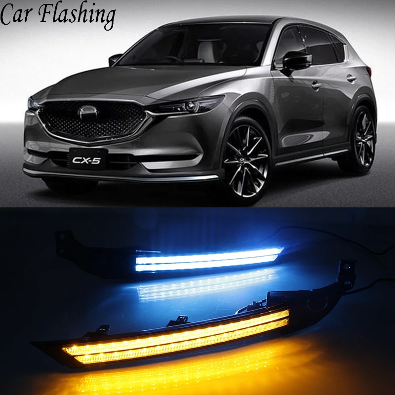 Car Flashing 1Pair LED Daytime Running Lights For Mazda cx 5 cx5 cx 5 2017 2018 drl fog lamp 12V