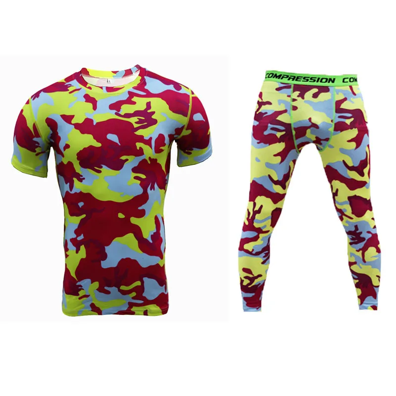 Rose Red short sleeves long pants sport men suits (3)