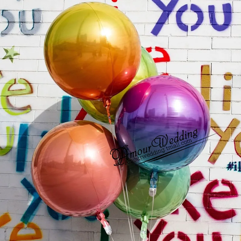 

60pcs 22inch 4D Gradient Color Round Balloons Colorful Global Wedding Decoration Brithday Party Decoration Helium Foil Balloons