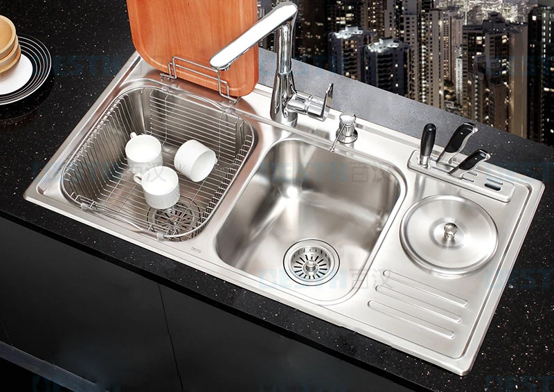 900*460*210mm) 304 Stainless Steel Kitchen Sink Brushed Triple Bowl  Undermount Kitchen Sinks With Faucet Drainer Assembly Suite - Kitchen Sinks  - AliExpress