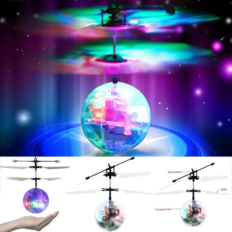 Induzione LED Volante Sfera Giocattoli Aereo Sospensione Cristallo Sfera USB