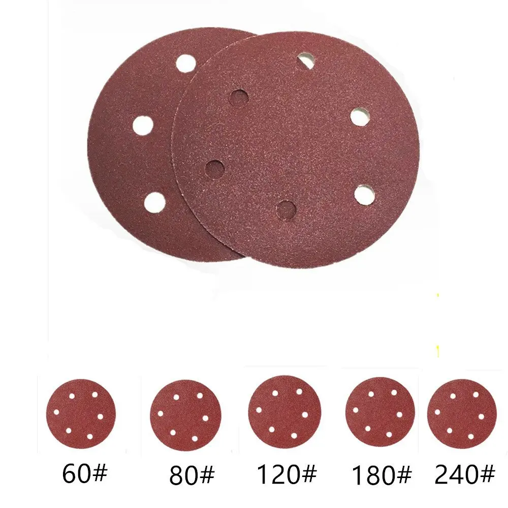 

6 inch/150mm Sanding Discs KangTeer 50pcs 6 Holes Sandpaper Discs Hook and Loop Sanding Discs Assorted 60/80/120/180/240 Grits