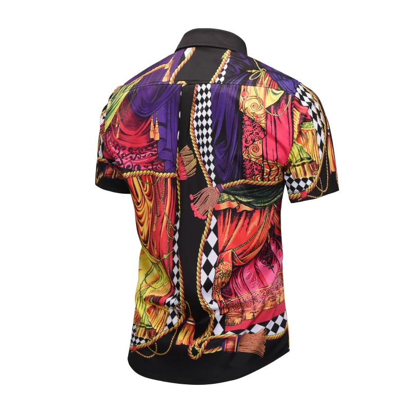 2019 Новый Harujuku модная мужская рубашка короткий рукав Повседневное Slim Fit Гавайские рубашки мужские рубашки