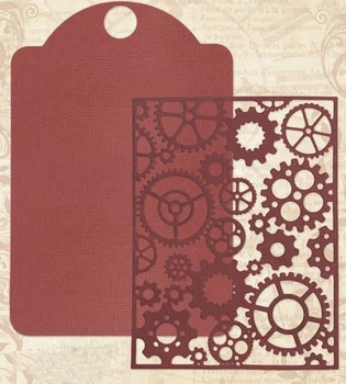 

2Pcs Gear Tag Metal Cutting Dies Decorative Scrapbooking Steel Craft Die Cut Embossing Paper Card Album Stencils