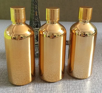 

100ml essential oil glass dropper bottle golden plated makeup containers refillable cosmetics bottles empty travel container