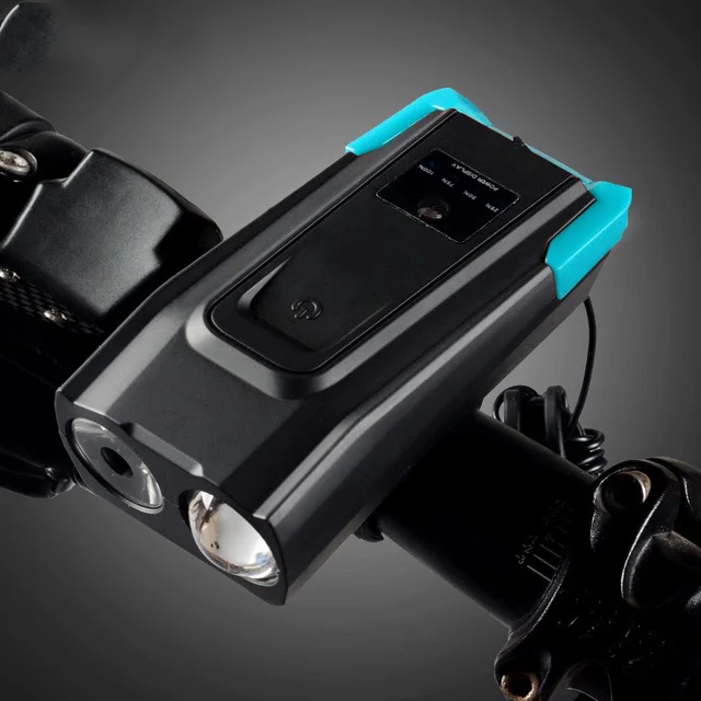 4000 мА/ч индукционный велосипедный передний светильник, перезаряжаемый через USB, умный головной светильник с рогом, 800 люмен, светодиодный велосипедный фонарь, велосипедный мигающий светильник - Цвет: 2000-blue