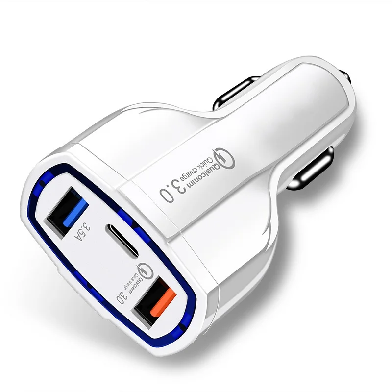 Автомобильное зарядное устройство Quick Charge 3,0 type-C 3.5A универсальное Usb Автомобильное зарядное устройство Dual USB безопасное мобильное зарядное устройство для iphone samsung - Тип штекера: White