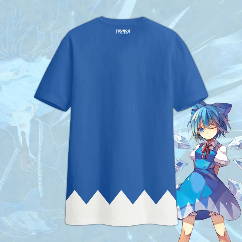 Аниме! Touhou Project Cirno Ice Fairy; футболка для костюмированной вечеринки; летний модный топ с короткими рукавами для отдыха;