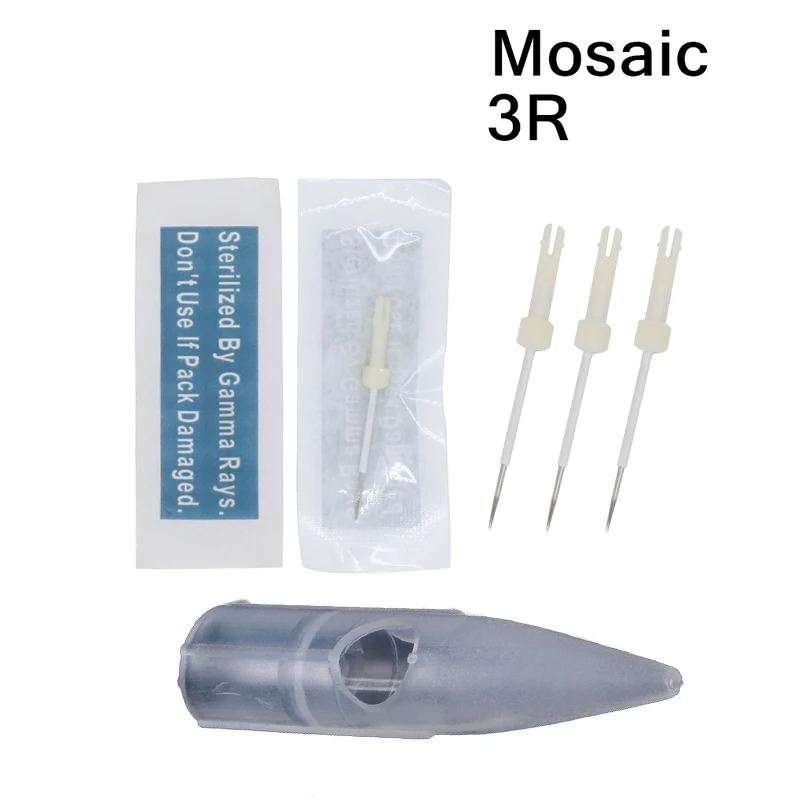 

100pcs3R Needle and caps tips Permanent Makeup Eyebrow tattoo machine microblading Needles for Mosaic machine Tattoo accessories