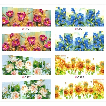 

4 PACKS / LOT FULL COVER ABTRACT FLOWER VINE GRASS TATTOOS STICKER WATER DECAL NAIL ART C272-275