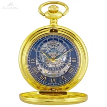 KS роскошные золотые 12 созвездий римские цифры часы мужские брелки цепи Механические карманные часы ювелирные изделия кулон подарок/KSP118