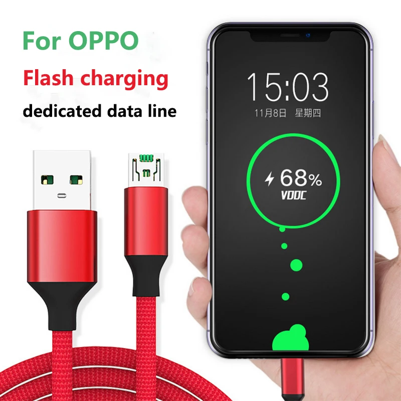 

3A Fast Charger line 100cm micro USB Data Cable Nylon braided Cord For Oppo R7 R7s R9 R9s R11 R11s Plus R5 R15