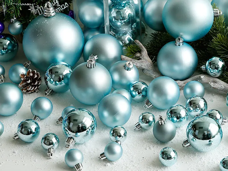 3 15cm Blue And Light Blue Light Matte Christmas Ball Wedding Party