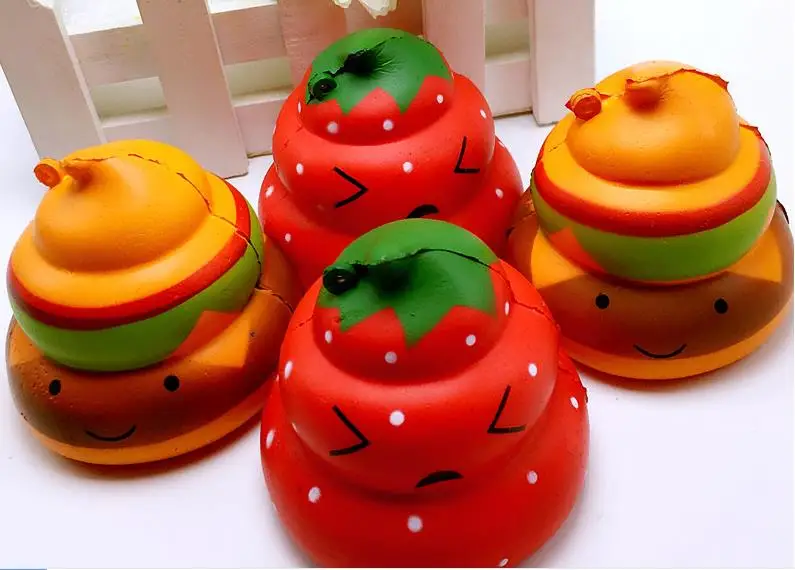 

(20pcs lot) rare squishy Strawberry poo jumbo ice cream squishy pu toy mix color order