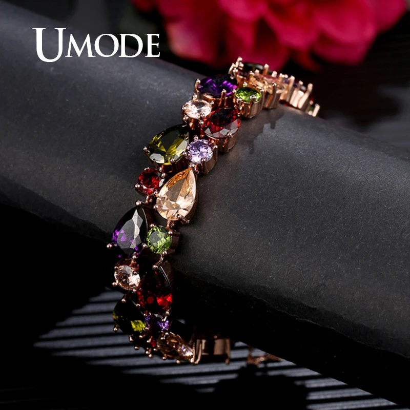 UMODE, красочные Роскошные браслеты для женщин, кубический циркон, Теннисный браслет и браслеты, свадебные украшения, подарки, вечерние, аксессуары, UB0171