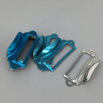 

10PCS Silver Thin Label Holder with Cup Pull Library Card Catalog Style Cabinets Drawer Pull Metal Art Label Frame Tag Holders
