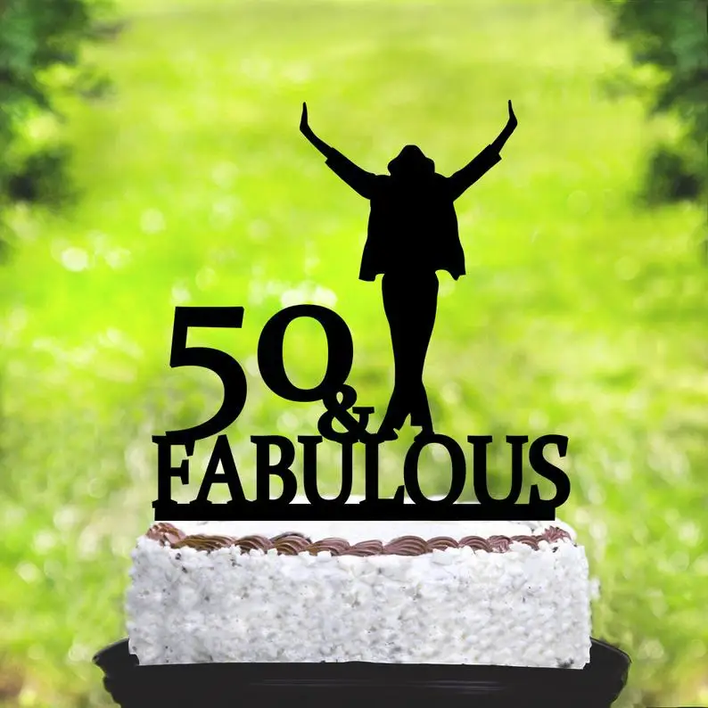 

50 & Fabulous Cake Topper,50th Birthday Party Decor Michael -Jackson Cake Topper, Michael -Jackson Party Birthday,