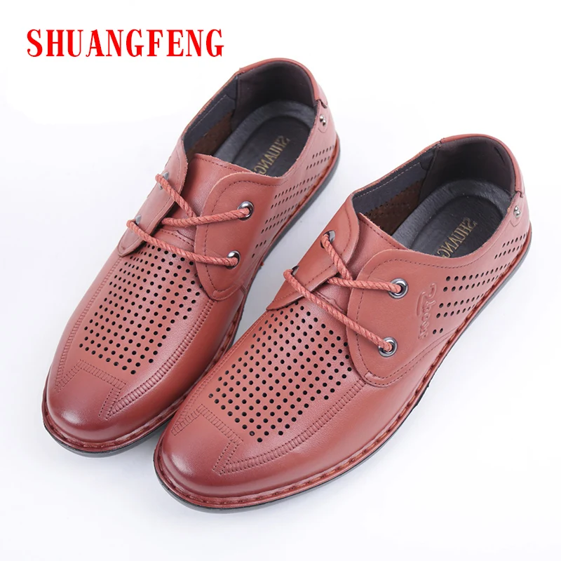 Здесь продается  SHUANGFENG Men Shoes 2018 Summer Breathable Sole Luxury Brand Flat Shoes Genuine Leather Casual Shoes for Men ayakkabi   Обувь