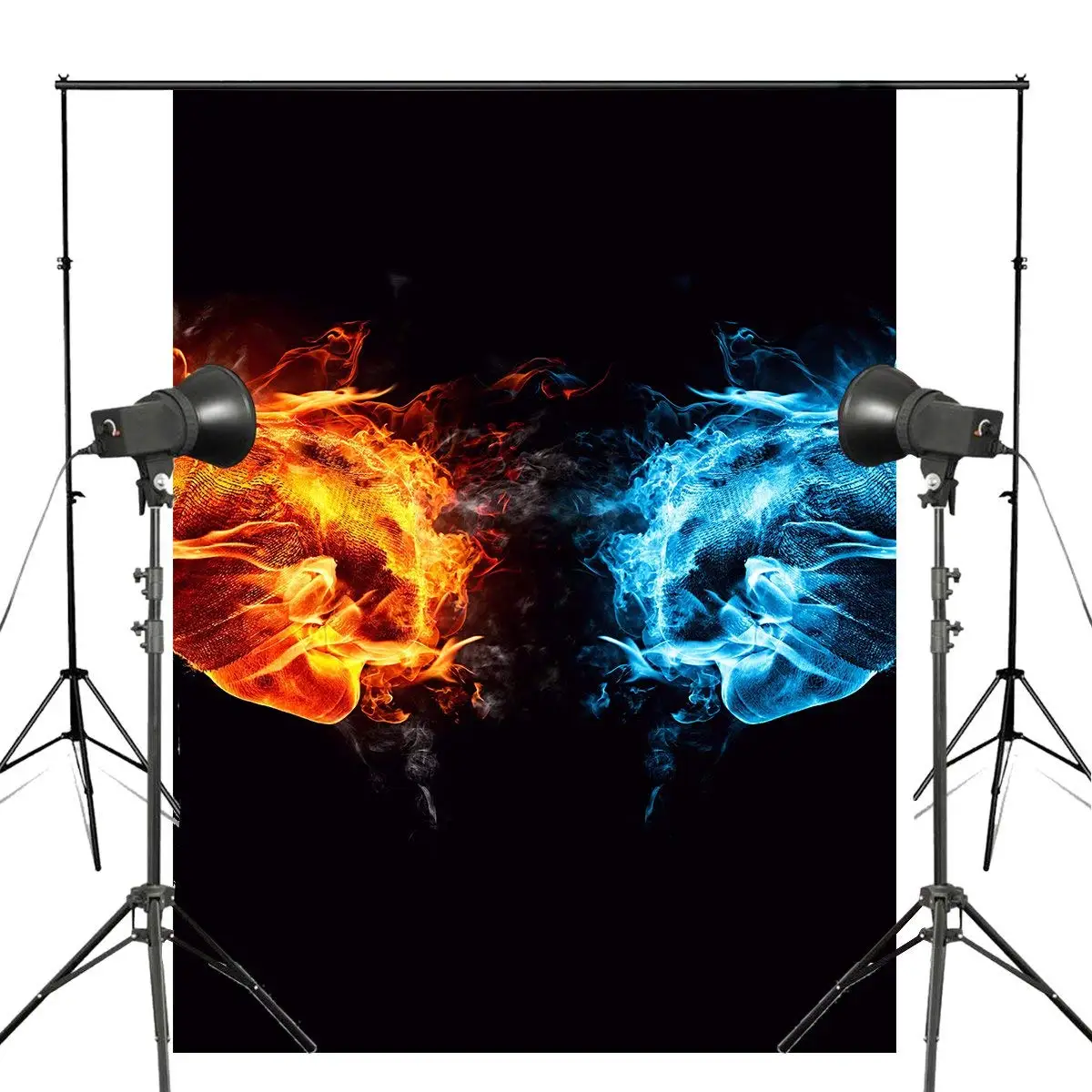 

5x7ft Collision of Ice and Fire Photograph Backdrop Boxing match Photography Background Wall Art Photo Studio Props