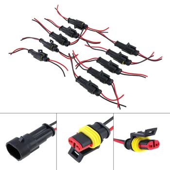 

10pcs Waterproof 2 Pin Way Sealed Electrical Connector Plug with Male & Female Suitable for Cars / Motorcycle / Truck