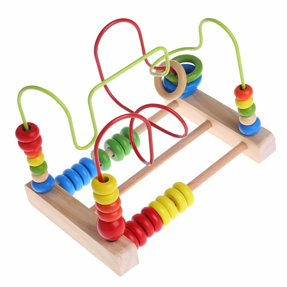 HBB Wooden Toddler Toys Circle Bead Maze Educational Toys Gift For Children Kidsin Math Toys