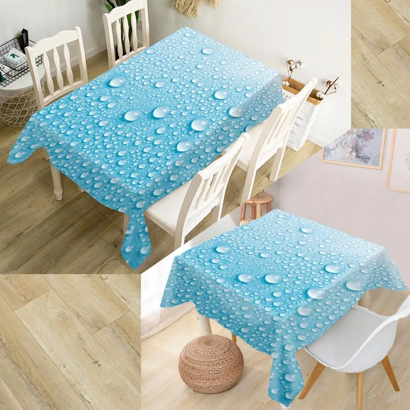 

Customizable 3D Tablecloth Water Drops Waterproof Thicken Rectangular Square Wedding Table Cloth 90X90cm,100X140cm