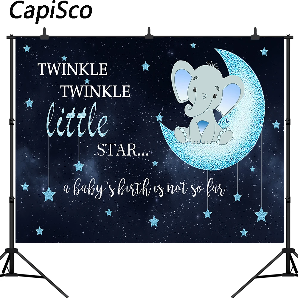

Capisco Elephant Little Star Backdrops Birthday Party Baby Shower Photography Background for Cake Table Watercolor Decor