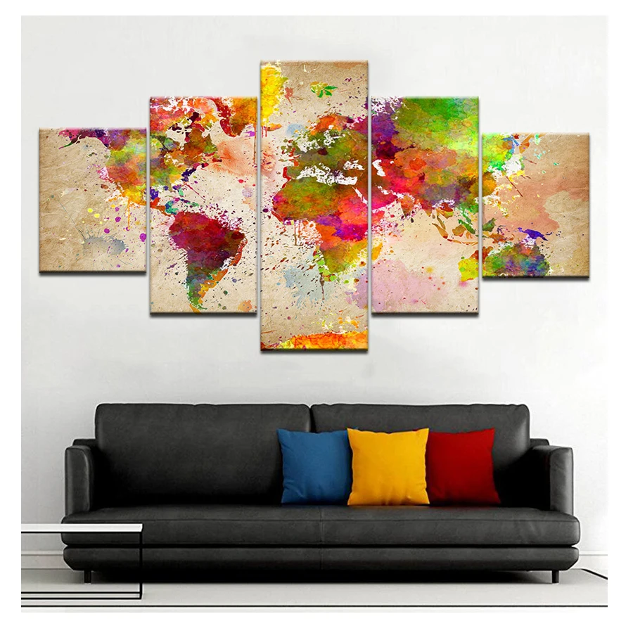 

DIY Diamond painting"5 Piece Color World Map Painting Retro Watercolor Abstract diamond embroidery square Rhinestone,Home Decor