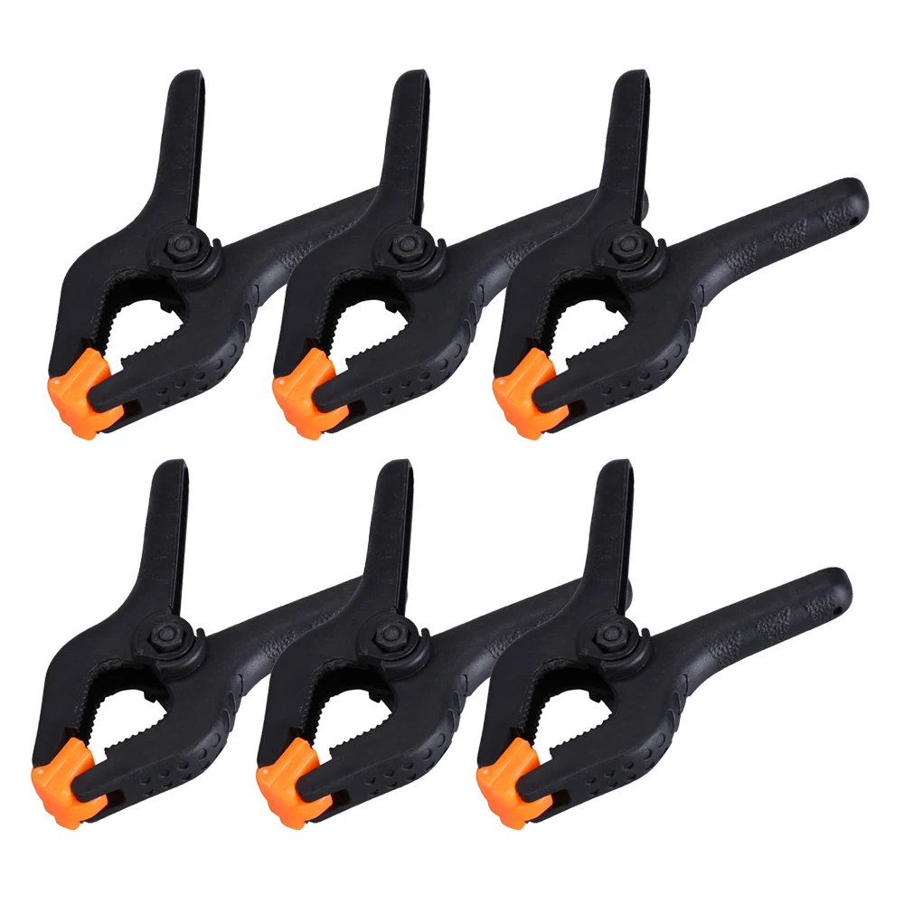 Liukouu 6pcs 4inch A Type Black Multifunctional Plastic Spring Clamp Clip DIY Woodworking Tool 