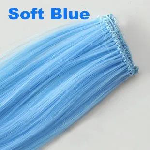 8 Pieces 24 Casa Rosa New Fashion Highlight Color Soft Blue 8 Pieces 24 Casa Rosa New Fashion Highlight Color Soft Blue Clip In Straight Hair Extension Heat Friendly Synthetic Fiber