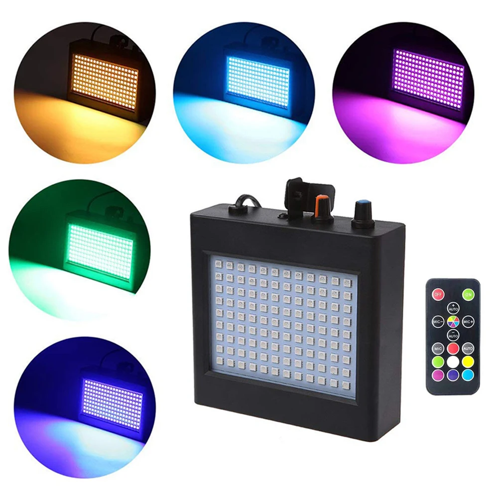 

108 leds LED Party Stage Lighting RGB & Remote Sound Control Auto Operation Strobe Speed Portable Flash lamp for Halloween Disco
