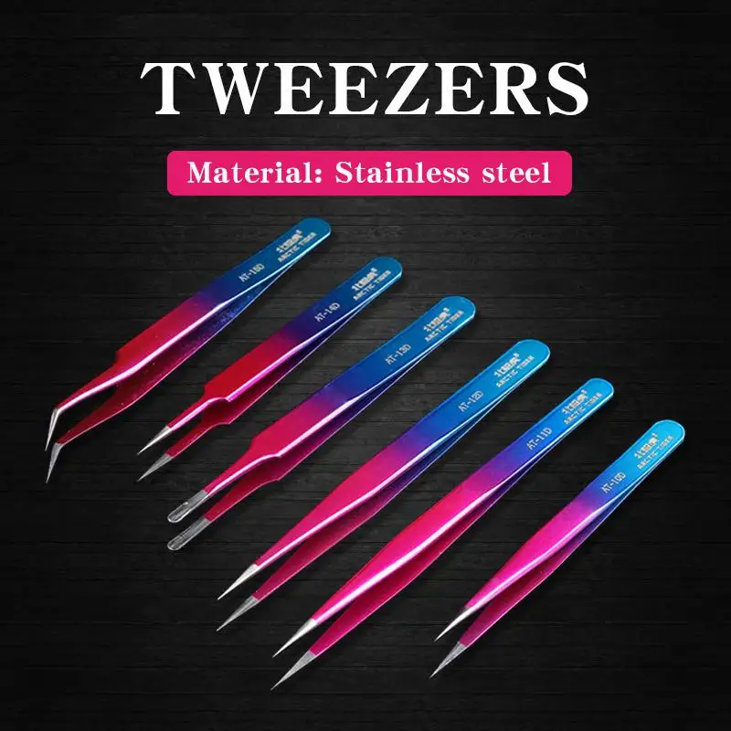

Electronics Tweezers Curved Straight Tip Precision Stainless Steel Forceps Mobile Phone Repair Hand Tools