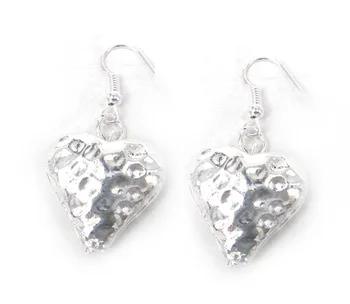 

2cm puff hammered heart women fashion drop Earring