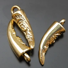 Aleación de Oro al por mayor 20 Unids/pack Ox Cuerno Charm Colgante, Collar Punky Accesorios Joyería Que Hace Manualidades Regalo Hombre de Diciembre de 5*18mm 39742