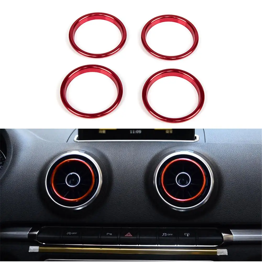 4 piezas de aire acondicionado de salida de aire anillos brillantes coche decorativo anillos para Audi A3 Interior decoración brillante tira