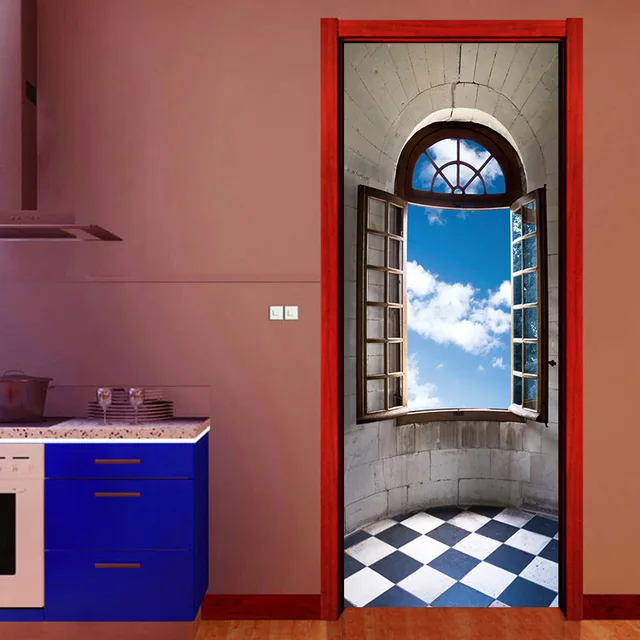 creative diy 3d door stickers castle windowsill pattern for room wall decoration home decor accessories large