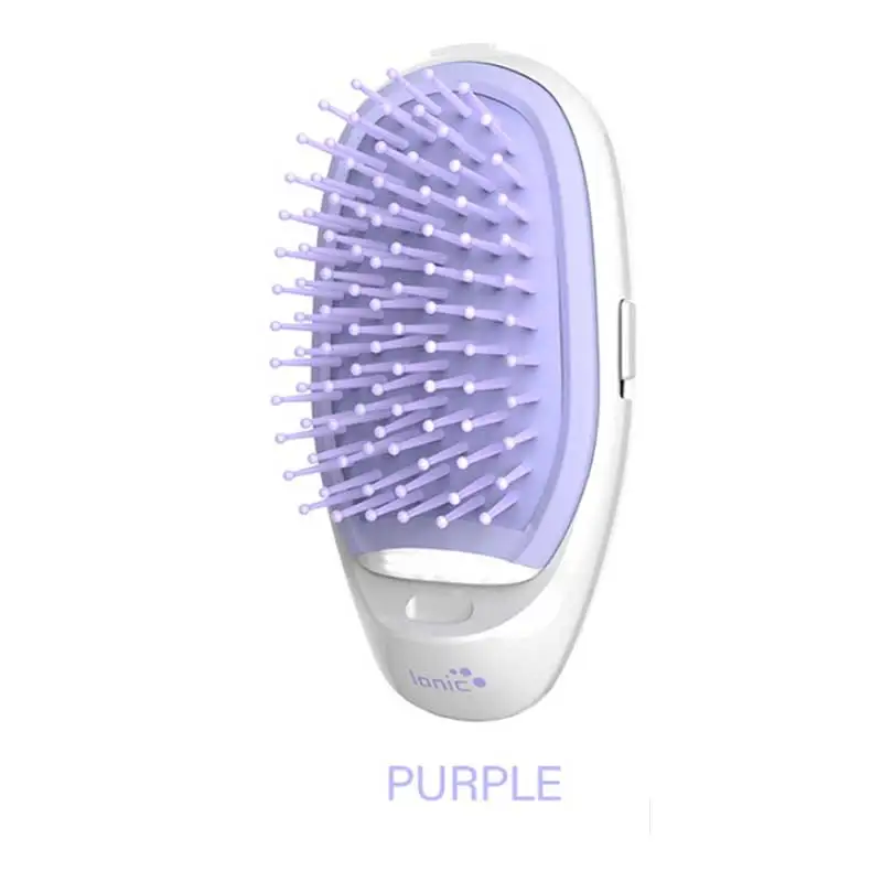 Purple Розовый фиолетовый мини-расческа для волос электрическая щетка для ионного массажа для волос Питьевая Расческа Щетка для выноса волос Антистатическая щетка для волос для девочек - Цвет: Purple