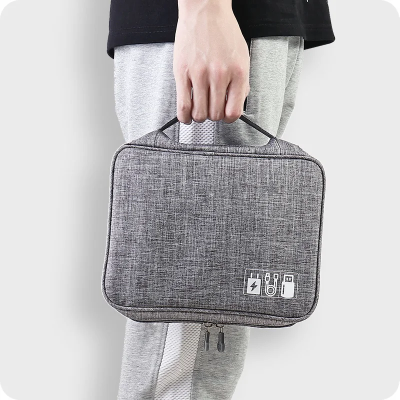 

Travel large-capacity cosmetic bag cosmetic toiletrie dataline headset storage bag multi-functional polyester material organizer