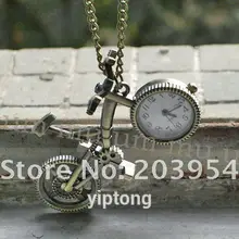 Envío de la gota 1 unids/lote bicicleta de cobre collar de cadena colgante de cuarzo mini relojes de bolsillo hombres mujeres steampunk vintage dr who