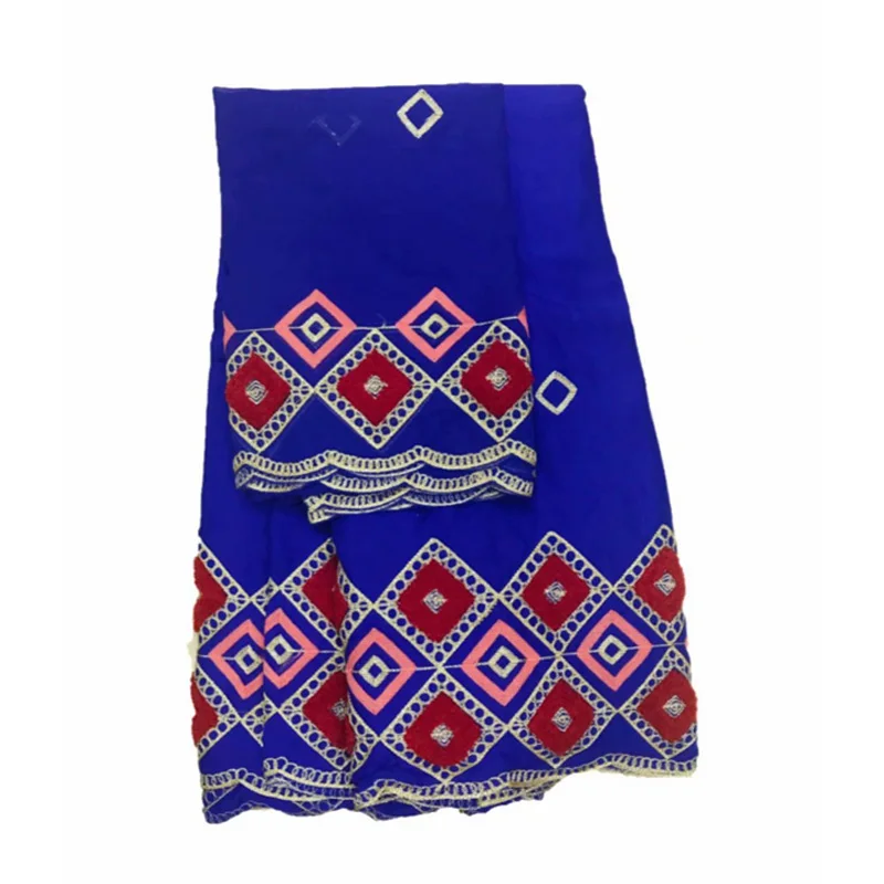 

Africain Fabric Towel Embroidery Cotton High Quality Lace Cloth Ankara Fabric Pure Cotton Large Piece 5 Yard 2 Wharf Yarn