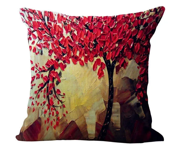 oil painting 3D effect pillow cover