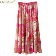 Длинные юбки Бохо для женщин богемные с высокой талией женские длинные юбки для женщин летние пляжные длинные цветочные юбки полиэстер Jun
