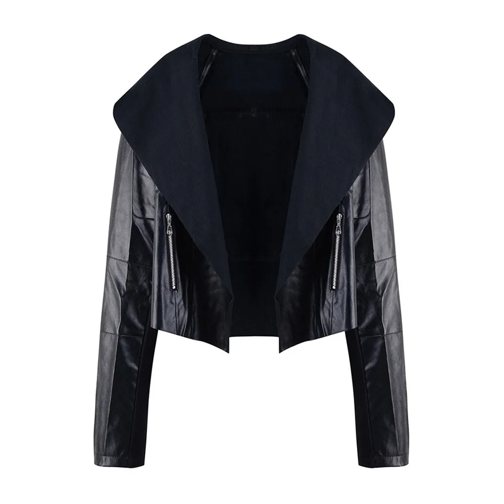 Lapel Patchwork Plain Outerwear