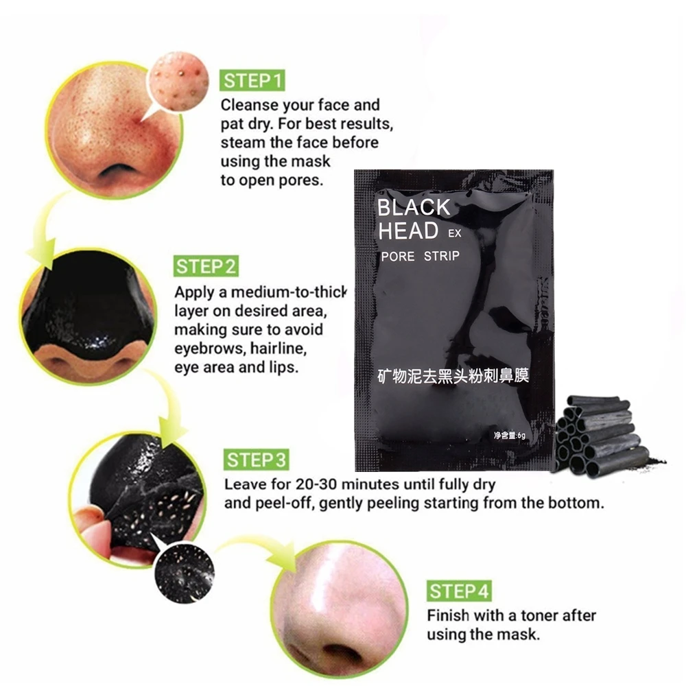 

1 Pcs Sell Bamboo Charcoal Blackhead Remove Facial Masks Deep Cleansing Purifying Peel Off Black Nud Facail Face Masks