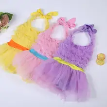 Низкая цена; распродажа; Летний комбинезон принцессы с бантом для маленьких девочек; одежда для купания; балетное многослойное платье с фатиновой юбкой; купальный костюм для девочек