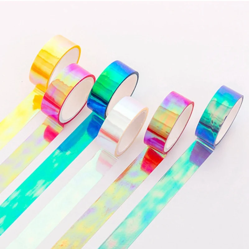 

Creative Glitter Rainbow Laser Paper Tape Stationery Scrapbooking Decorative Adhesive Tapes DIY Masking Tape School Supplies