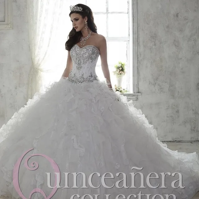 white and silver quinceanera dresses