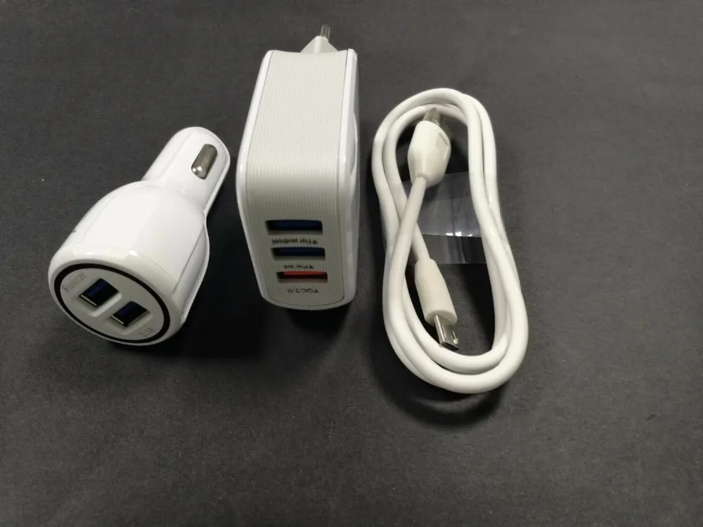 5A الاتحاد الأوروبي السفر الحائط محول 3 USB الناتج + مايكرو USB كابل + سيارة شاحن ل OUKITEL U8/U7 برو/K4000/C3/K6000/K10000