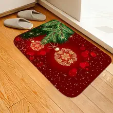 Мягкий Противоскользящий фланелевый коврик, Рождественский узор, резиновый коврик, подложка, маленький ковер для ванной, кухни, рождественские украшения